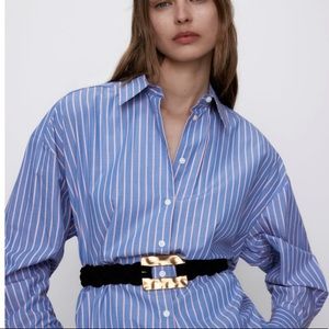 Zara woven black belt gold buckle size L NWT